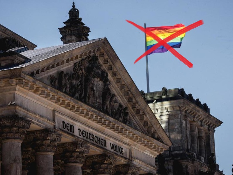 Keine Regenbogenflagge auf dem Reichstag – Schwarz-Rot-Gold muss bleiben!